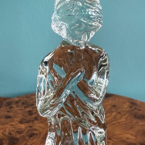 Vintage Cambridge Glass 8" Crystal Clear Draped Lady Figural Flower Frog 10 Hole - Picture 9 of 10